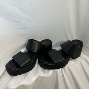 Vagabond Black Platform Slide Sandals